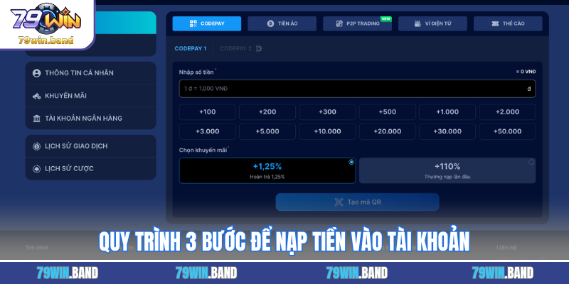 Quy trình 3 bước để nạp tiền vào tài khoản
