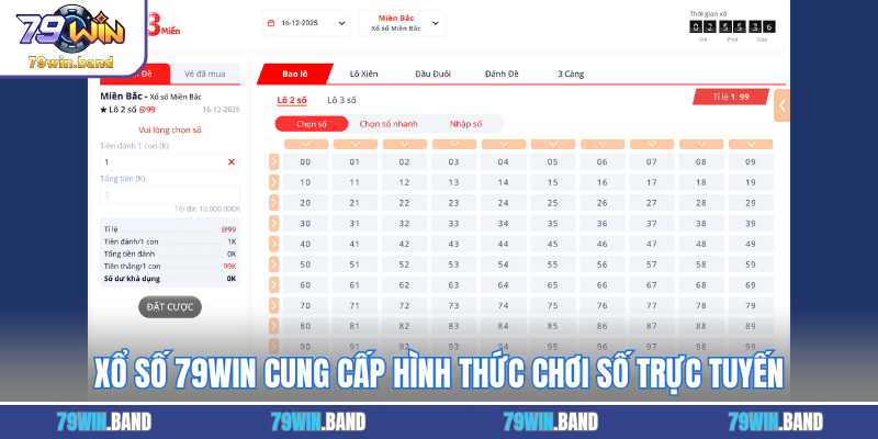 Xổ số 79WIN cung cấp hình thức chơi số trực tuyến